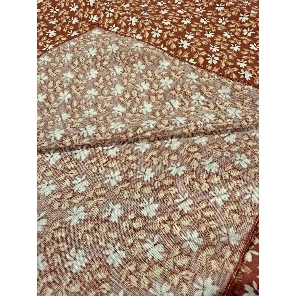 Vintage Cotton Napkins Set of 4 Orange White Floral Print Retro Table Linens